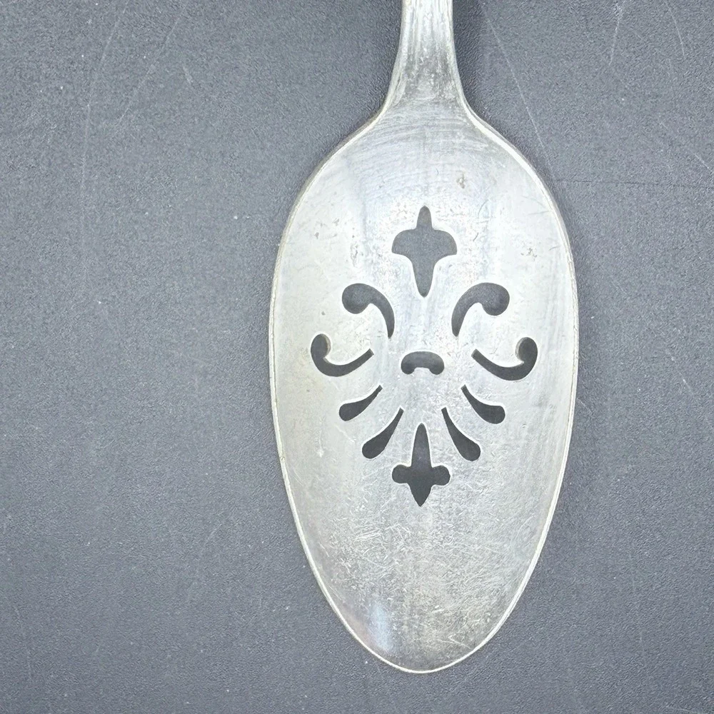Old Company Plate Signature Silverplate Slotted Serving Spoon 8.5
